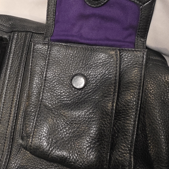 Ralph Lauren leather Bermondsey Hobo handbag pebble texture. Deep Purple Lining - Picture 8 of 12